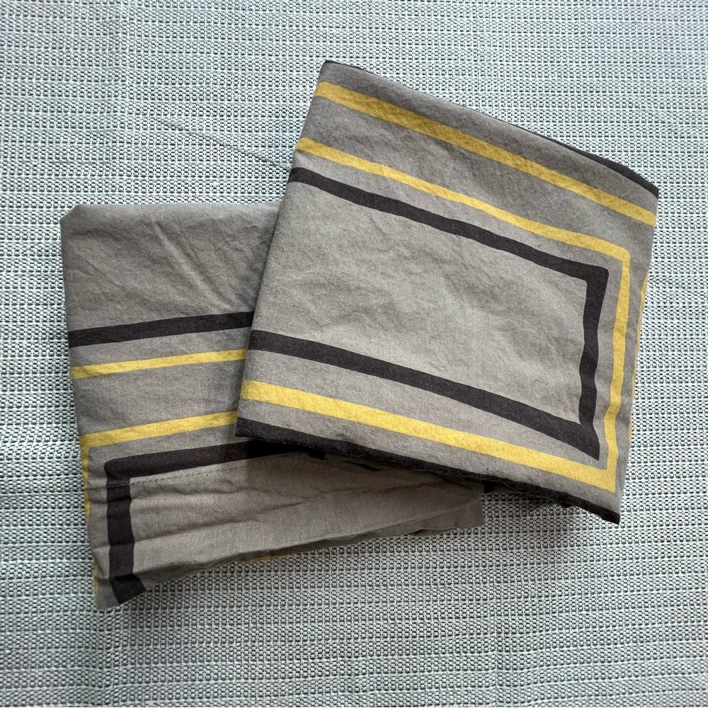 The Company Store 2 Standard Pillow Sham Geometric Yellow Gray Black 100% Cotton